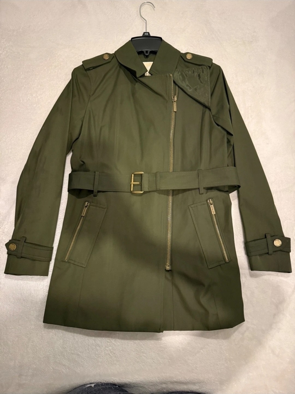 Michael Kors Olive Green Women's Belted Trench Coat